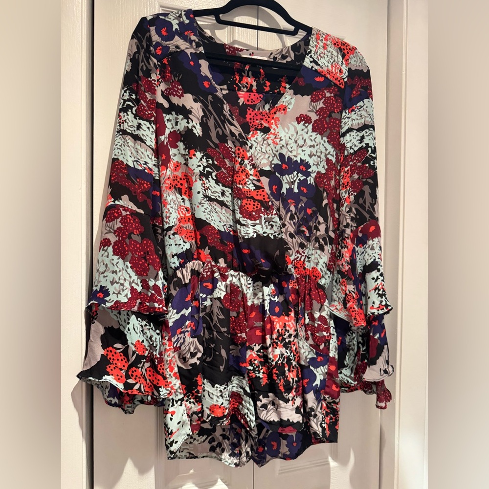 Parker shorts romper with bell sleeves